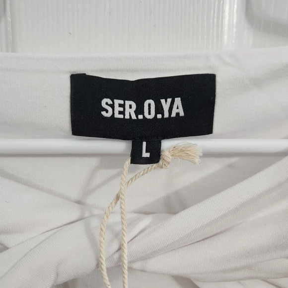 NWT Ser.o.ya white Ellis Top stretch minimalist Coquette girl cut out size large - Picture 5 of 11